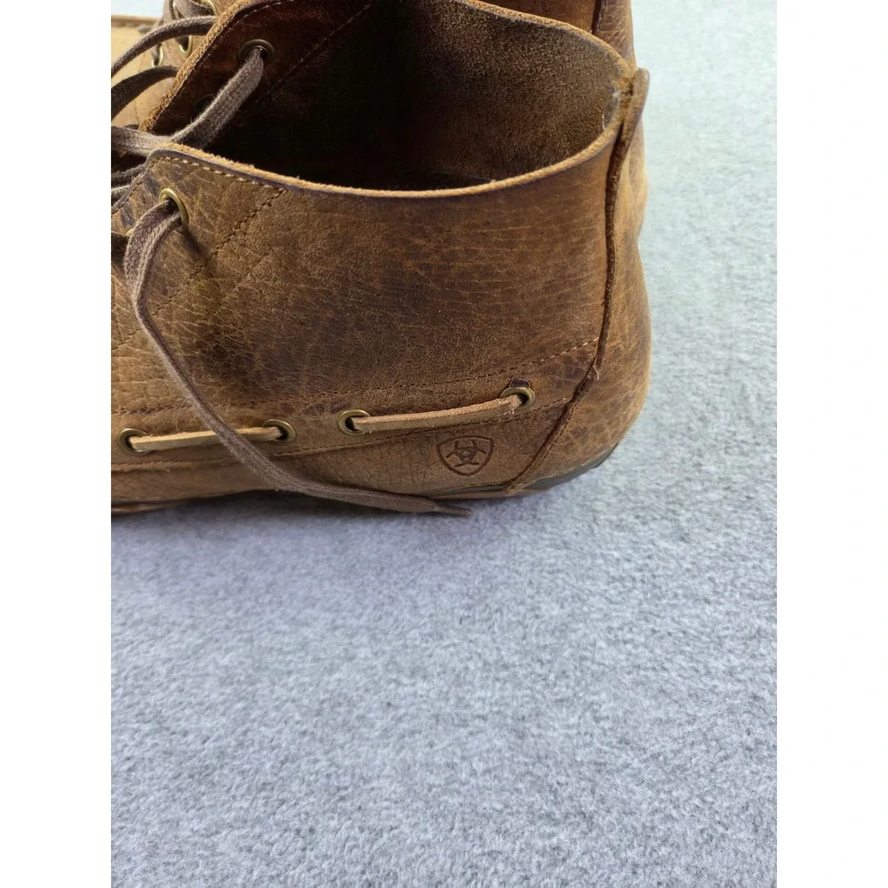 Ariat Men's 10012842 Distressed Brown Leather Moc Toe Chukka Boat Shoes Size 12